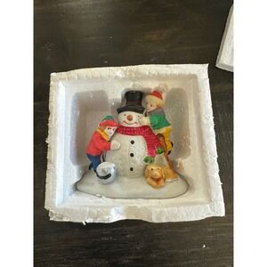 Lemax 43115 Snowman and Children with Dog Christmas Village‎ Figurine EUC